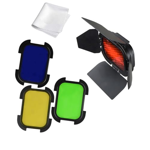 Godox BD-07 Barn Door with Detachable Honeycomb Grid and 4 Color Filters Compatible for Godox AD200...