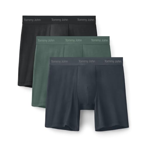 Image of Tommy John Men's Luxe Modal 6 inch Mid-Length Boxer Brief Underwear 3-Pack | 3 Pack, Stay-Put Waistband, Luxury Soft, Machine Wash, Contour Pouch for Comfort and Control, Tagless, Stretch Style