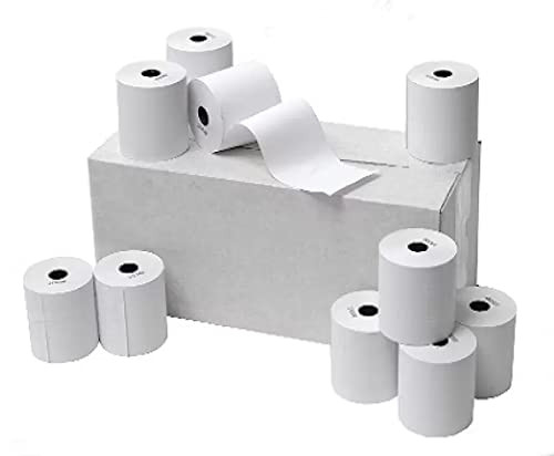 SUPERMAX White Thermal Paper POS Roll - 80mm / 3 inches Width x 50 Meters in Length For Printing Receipts - Billing Machines/Register - 60 GSM Thickness - Black Colour Printing - Pack of 50 Rolls 3