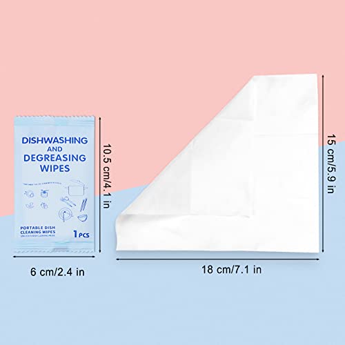 Image of Portable Cleaning Wipes, 100 Count Dish Soap Disposable Wipes, Individually Wrapped Dish Wipe for Travel and Camping Quick Cleaningups