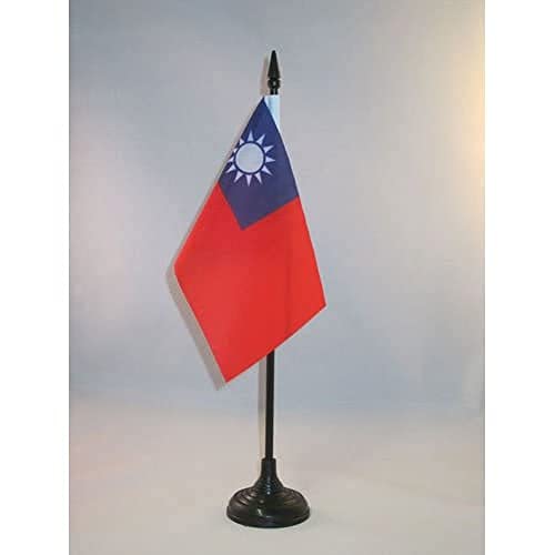 AZ FLAG - Drapeau De Table Taiwan - 15x10 cm - Mini Drapeau Taïwanais De Bureau 100% Polyester Avec Hampe De 25cm Et Socle En Plastique Noir