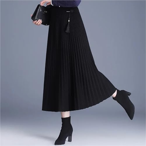 Women's High Waisted Knitted Midi Skirt for Autumn and Winter Warm and Casual Fashionable A-line Work Long Skirt2