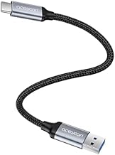 aceyoon USB Type C Cable, 20cm Short 1 Piece Type C Cable, 0.2M Max 3A USB-A to USB-C 20cm, Heavy Duty Nylon Braided for USB-C Devices