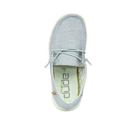 Image of HEYDUDE Girl's Wendy Youth Linen Grey Size 9 | Girl's Shoes | Girl's Lace Up Loafers | Comfortable & Light-Weight