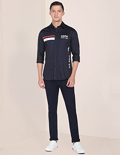 Image of U.S. POLO ASSN. Brand Printed Tailored Fit Shirt for Men - Cotton, Breathable & Comfortable, Full Sleeves Casual Shirt for Men