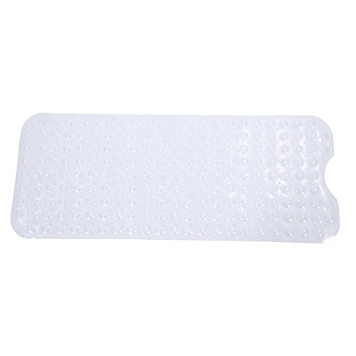 Kcelarec Bath Tub Shower Mat 39 x 15 Inch Non-Slip and Extra Large, Bathtub Mat with Suction Cups, Machine Washable Bathroom Mats with Drain Holes (Transparent)