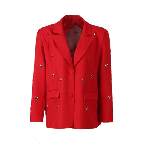 Blazer femme rouge manches longues avec décoration d'amour rouge veste S