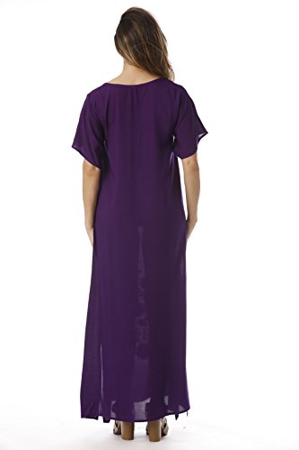 Riviera Sun Long Embroidered Dresses for Women 21861-PUR-3X Purple - Thumbnail 3
