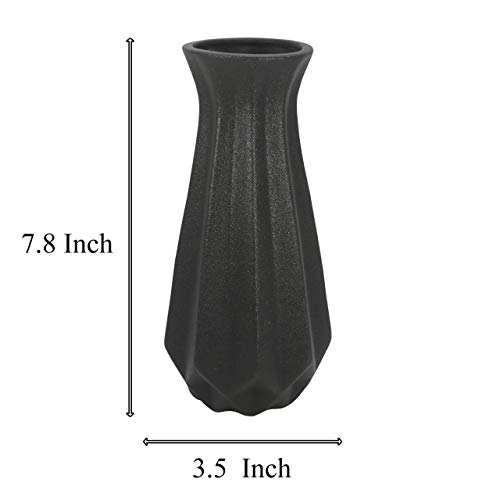 image for Gemseek 8 Inch Black Ceramic Flower Vase, Modern Table Vase for Living