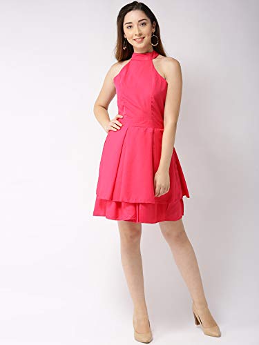 Image of Sera Women's Black Polyester Fit and Flare Pleated Midi Backless Dress