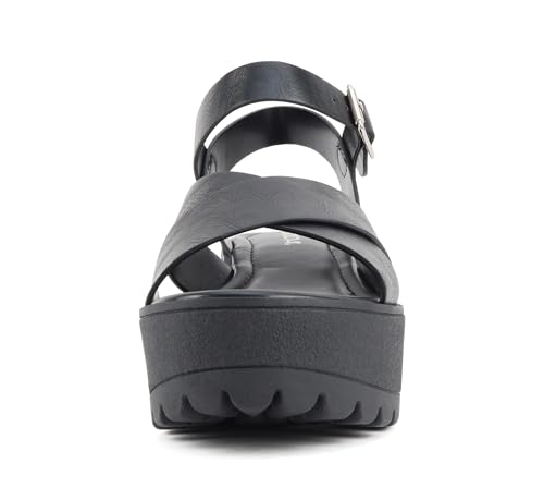 Soda “Joey” ~ Women Open Toe Criss Cross Strap Mid Heel Sandal with Adjustable Ankle Strap3