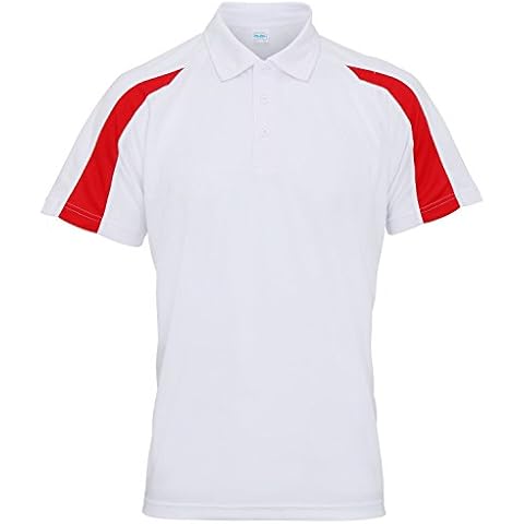 AWDis Cool Contrast Polo in Arctic White/Fire Red Cover