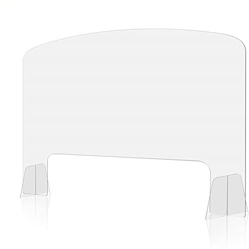 Protective Sneeze Guard for Counter and Desk 30" x 24"-Freestanding Clear Acrylic Table Shield for Business and Customer Safety,Portable Plexiglass Barrier,Food Screen,Pass Through Transaction Window
