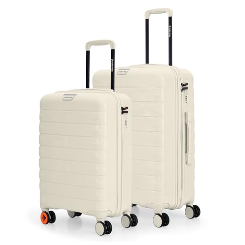 Image of Nasher Miles Vienna Hard-Sided Spinner Polypropylene Luggage Set of 2 White Cream Trolley Bags (55 & 65 cm)