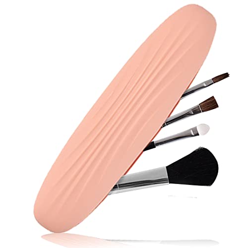 Amindz Portapennelli da Trucco, Porta Pennelli Da Trucco In Silicone, Porta Pennelli Da Viaggio, Moda Portatile, Comodo E Morbido, Adatto Per Pennelli Da Trucco Da Viaggio (Rosa)