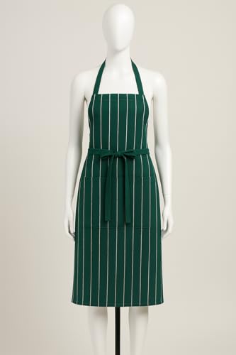 Image of 100% Cotton Cooking kitchen Apron for Women and Men chef apron With adjustable neckstrap and ties with center pocket with strong and durable cotton apron