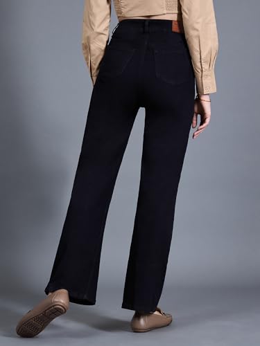 Image of Miss Chase Women's Wide-Leg High-Rise Regular-Length Stretchable Shaping Denim Jeans