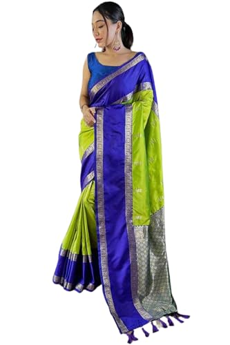 Image of SGF11 Women's Kanjivaram Pure Handloom Soft Silk Saree With Blouse Piece