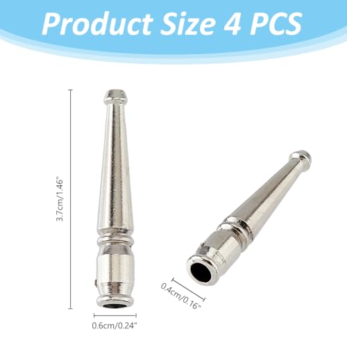 SUPERFINDINGS 4PCS Bolo Tie End Tips Replacement End Caps Bolo Tie Buckle Accessories Alloy Cord End for Bolo Tie Making DIY, 3.7cm, Inner Diameter: 4mm, 37x6mm, Platinum, FIND-WH0161-54PF-US22