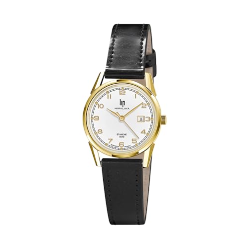 Montre Femme Lip Himalaya 29 en acier et cuir noir 671613