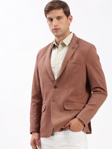 Image of SHOWOFFFF Men Solid Single Breasted Casual Blazer | Notched Lapel Full Sleeves Cotton Blazer for Mens | Slim Fit Regular Length Blazer for Men's