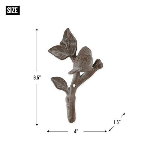 Zingz & Thingz Secret Garden Cast Iron Collection Decorative Birds Wall Hook Set, 4x1.5x6.5'', Bird with Leaves, 2 Count by Zingz & Thingz - Used condition - Image 7
