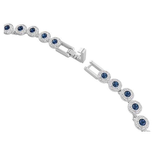 Swarovski Una Angelic Tennis necklace, Round cut, Blue, Rhodium plated3