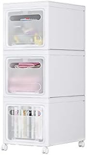 Meerveil Plastic Storage Drawers, Modular Drawer Tower, Storage Chest on Wheels, Removable File Cabinet, Space Saving, Kitchen, Living Room, Bedroom (White)