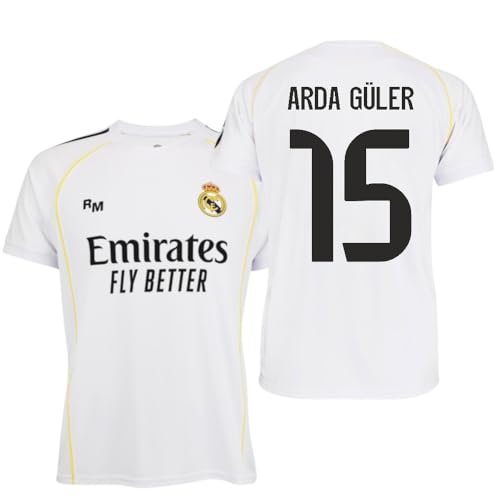 R.Madrid Camiseta 2025/26 Réplica Oficial - Equipo Masculino– ARDA GÜLER – Primera Equipación – Unisex (FR/ES, Letras, M, Regular, Regular, Blanca)