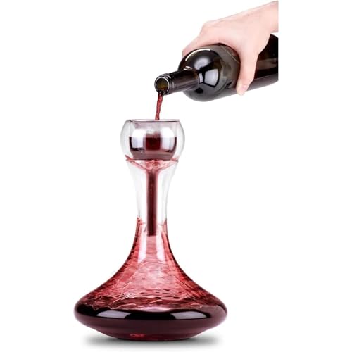 THE WHITE SHOP Wine Decanter with Spiral Aerator - MAX 63oz Capacity Large Wine Decanter Red Wine Carafe in Elegant Hand-Blown Lead-Free Crystal Glass Design for Red and White Wines