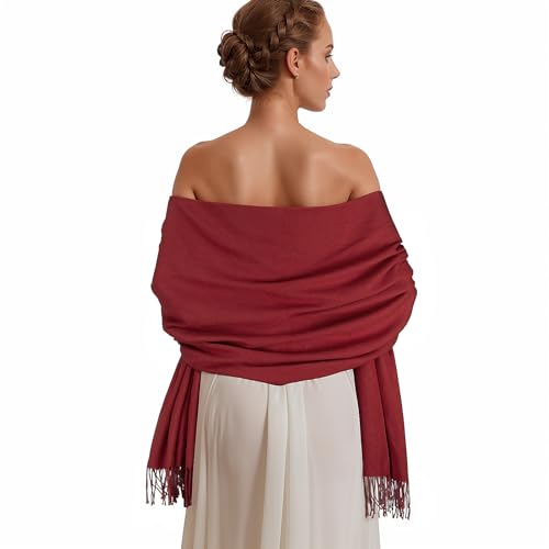 RUIVTRON Pashmina Shawl Wraps for Women – Wine
