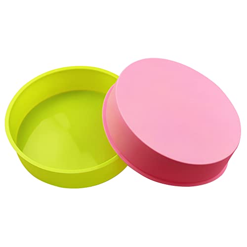 SUNSK Stampo per Torta in Silicone 8 Pollici Tonde Teglie da Forno Silicone Cake Molds Antiaderente Teglie per Quiche Pasticci Crostate Cioccolato Dolci 2 Pezzi
