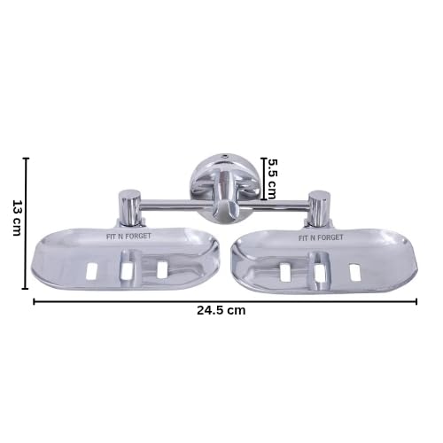 FIT N FORGET Premium 304 Grade Stainless Steel Soap Dish/DurableSoap Holder for Bathroom/Soap Stand Bathroom Accessories (Chrome Finish)(Double) 3