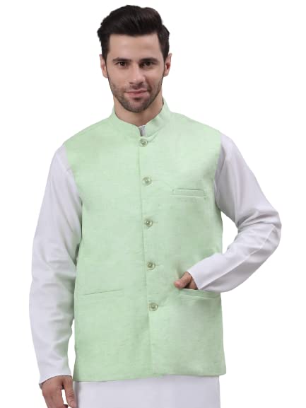 Men Cotton Solid Nehru Jacket-image-10