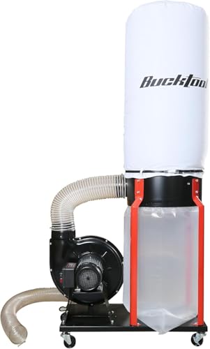 Bucktool 1.5HP Portable Dust Collector, 1100 CFM Workshop Dust Extraction Machine with Mobile Stand