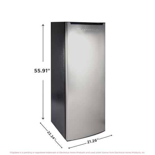 Frigidaire Upright Freezer, 6.5 cu. ft., Deep Freeze, Vinyl Coated Metal with Wire Shelving, Compact for Kitchen, RV, Dorm, Cabin, and Trailer, Platinum Design Series, Silver - 21D x 23W x 56H
