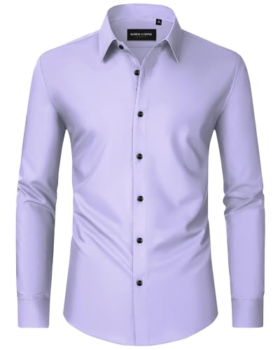 Image of Alimens & Gentle Men's Dress Shirts Long Sleeve Wrinkle Free Stretch Business Casual Wedding Button Down Shirt
