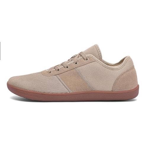 AONEGOLD Męskie Barefoot Minimalistyczne Buty Damskie Bose Toe Szerokie Lekkie Trampki Antypoślizgowe Oddychające Trail Bieganie Trampki Do Biegania Trampki, 371 Brązowy, 43 EU
