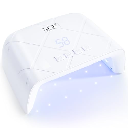 LKE LED Nail Lamp 72W Compact Advanced UV Lamps for Gel Nails Nail Dryer with Auto Sensor 4 Timers Cures All Gels Nali Art Tools for Advanced DIY at Home (White)