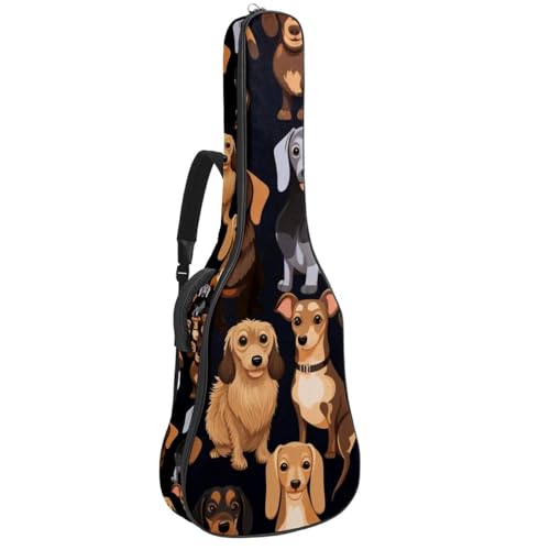 Sac pour guitare acoustique 41 pouces imperméable à motif teckel