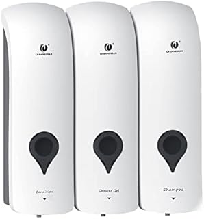 Shower Shampoo Dispenser Liquid Soap Dispensers Manual Wall-mounted Hand Soap Dispenser Pump 3x200ml Chamber Shampoo Box Lotion Shower Gel Container for Toilet Bathroom Hotel Kitchen White