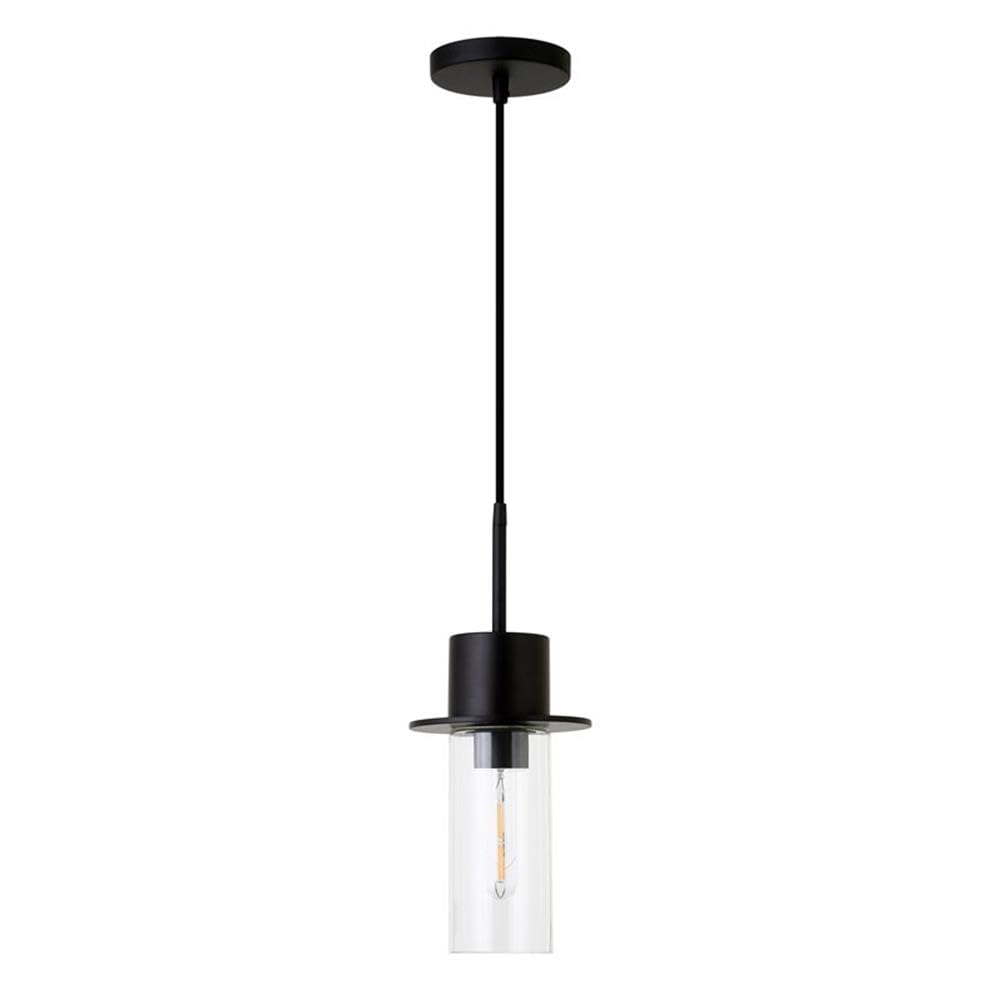 Idris 6.5" Wide Pendant with Glass Shade in Blackened Bronze /Clear
