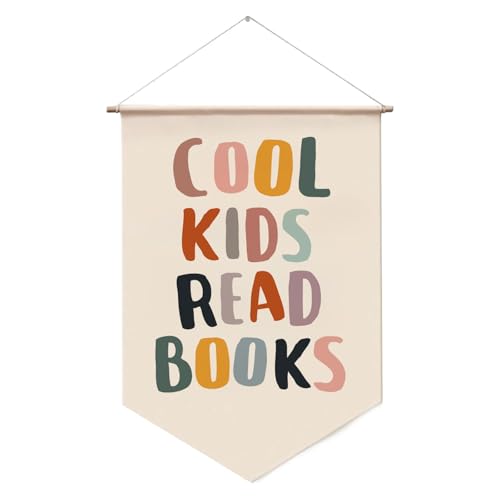 Reading Banner for Classroom Wall Decor Cool Kids Read Books Sign Book Nook Wall Hanging Library Sign Playroom Wall Art for Teachers Students