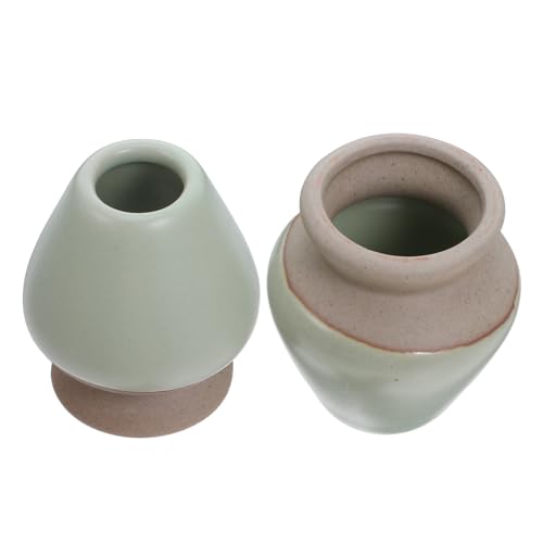 PHENOFICE 2個抹茶茶筅架 セラミック製 安定感ある 伝統的抹茶茶筅ホルダー 梅子色 滑り止め付き お手入れ簡単 茶道具アクセサリー