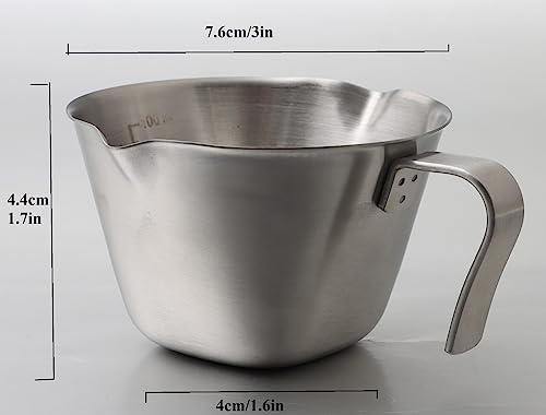 Expresso Shots Cup, Espresso Measuring Cup with Double Spouts, Stainless Steel Espresso Pouring Cup with 1 oz/ 1.5 oz/ 2 oz/ 2.5 oz/ 3 oz Marks