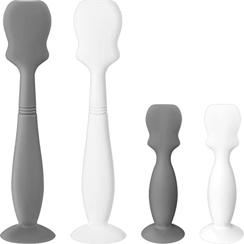 Image of 4 Pack Baby Diaper Cream Spatula Applicator Soft Silicone Baby Butt Paste Spatula Mini Rash Cream Brush for Baby Newborn (White, Gray)