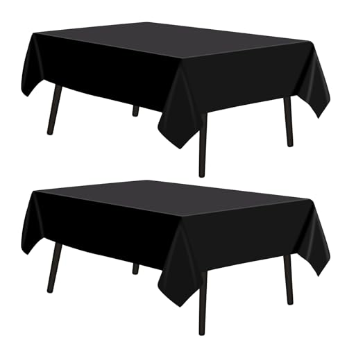 2 Pieces Black Rectangular Tablecloth, Decorative Fabric Black Polyester Tablecloth Rectangular Table Cloth Washable Black Table Covers for Wedding, Party, Banquet (145 x 275 cm) 2 Pieces Black Rectangular Tablecloth, Decorative Fabric Black Polyester Tablecloth Rectangular Table Cloth Washable Black Table Covers for Wedding, Party, Banquet (145 x 275 cm)