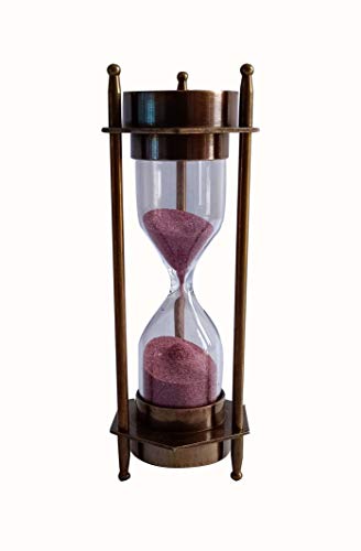 5" Decorative Brass Sand Timer Hourglass With Antique Maritime Brass Compass #TOP5