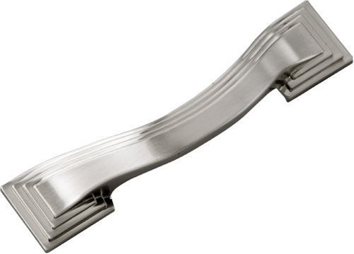 Hickory Hardware 1 Pack Solid Core Kitchen Cabinet Pulls, Luxury Cabinet Handles, Hardware for Doors & Dresser Drawers, 3-1/2 Inch Hole Center, Satin Nickel, Deco Collection