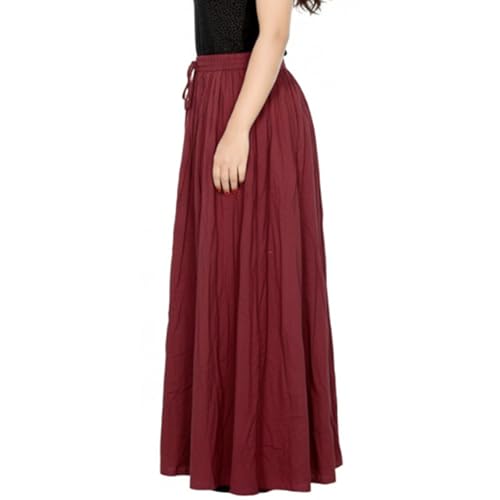 Image of Sttoffa Women Solid Color Maxi Plain Cotton Full Length White Skirt 40 inch Long Cotton Long Skirt